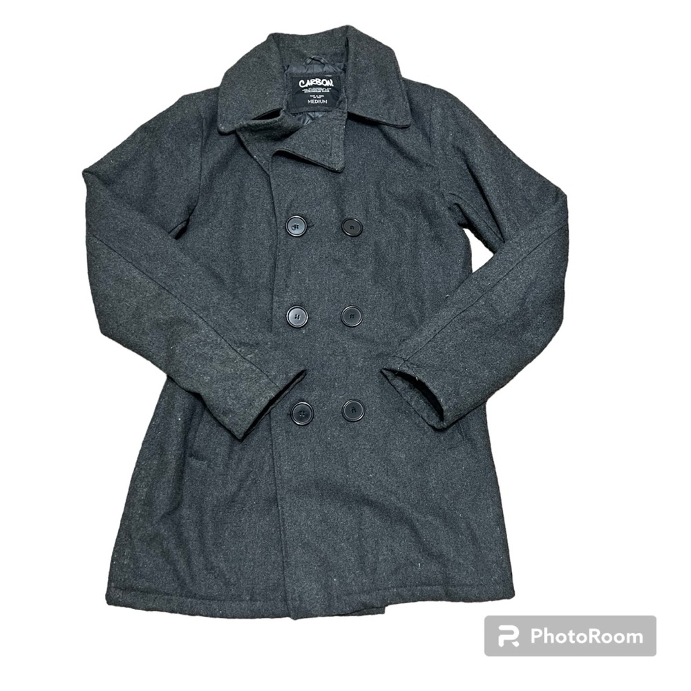 CARBON Pea Coat Wool Blend Womens - Picture 2 of 8